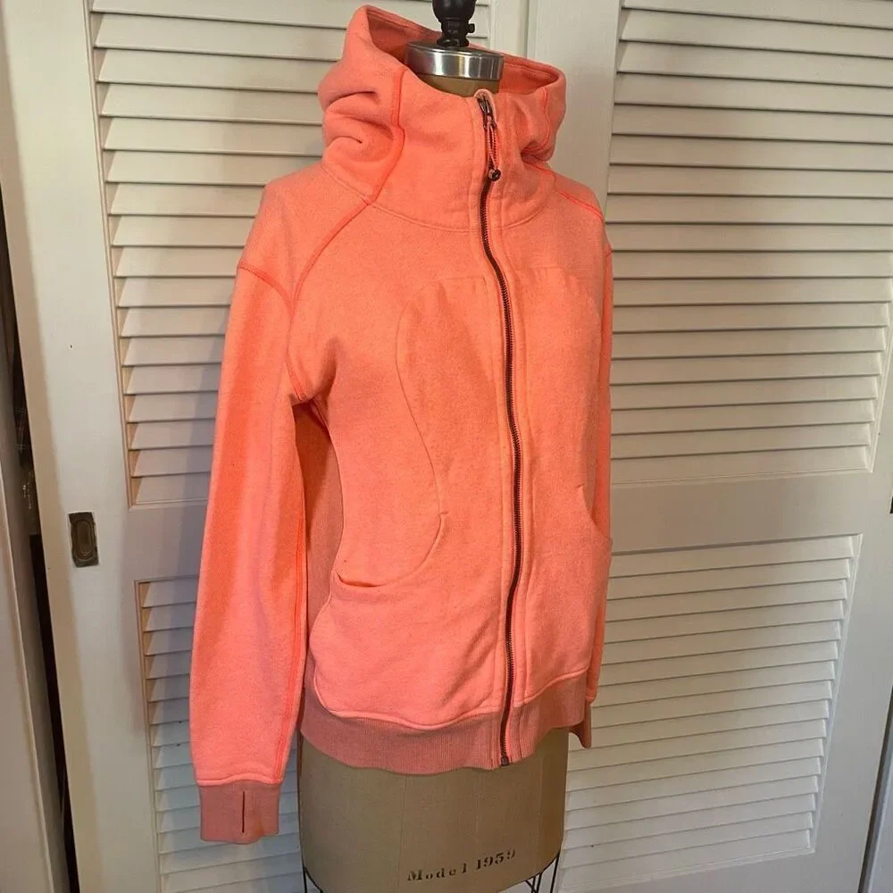 LULULEMON | bright coral scuba hoodie size 8